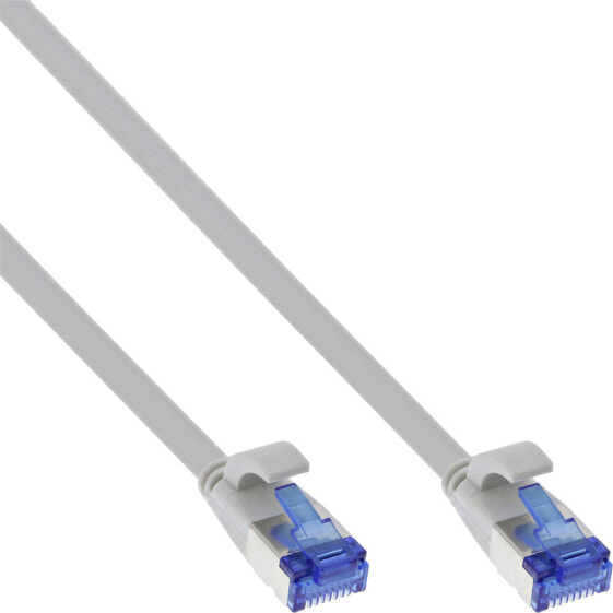 InLine Patch cable flat - U/FTP - Cat.6A - TPE halogen-free - grey - 0.25m