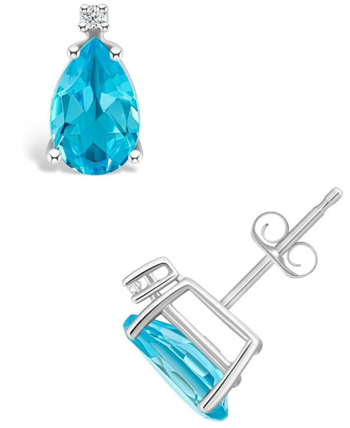 Blue Topaz (2-3/4 ct. t.w.) and Diamond Accent Stud Earrings in 14K Yellow Gold or 14K White Gold