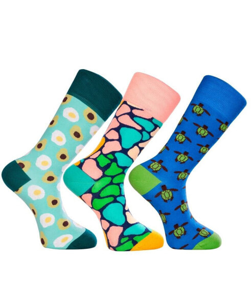 Men's Cancun Novelty Luxury Crew Socks Bundle Fun Colorful with Seamless Toe Design, Pack of 3