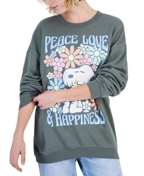 Juniors' Snoopy Long-Sleeve Graphic Sweatshirt