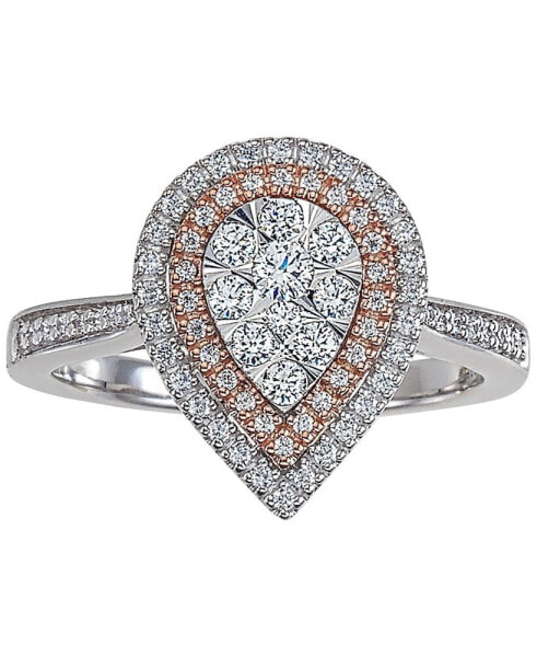 Diamond Two-Tone Teardrop Cluster Ring (1/2 ct. t.w.) in 14k White & Rose Gold