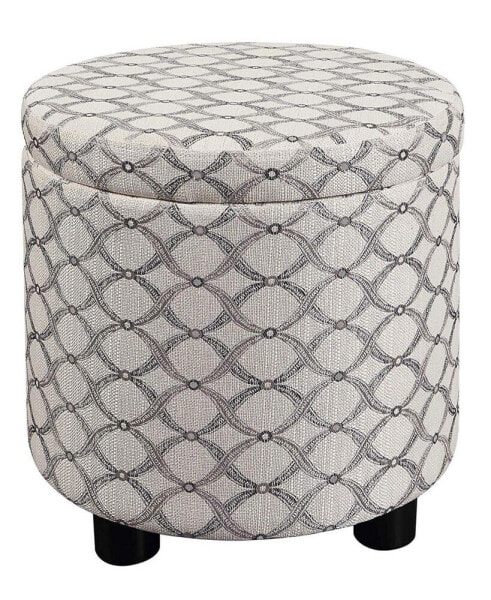 15.75" Polyester Round Storage Ottoman with Tray Lid