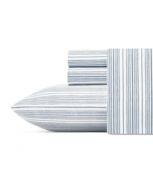 Beaux Stripe Cotton Percale 4-Piece Sheet Set, Full