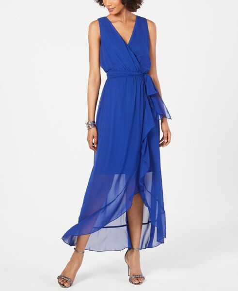 Surplice High-Low Maxi Dress