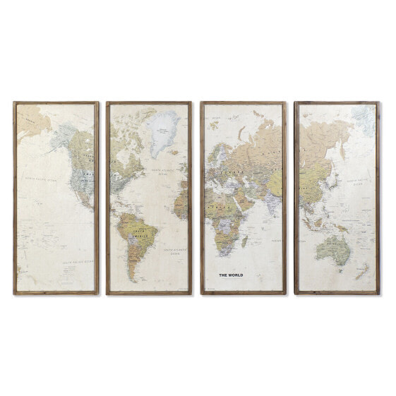 Набор из четыре рамок DKD Home Decor Карта Мира Vintage Loft 200 x 3,5 x 120 cm