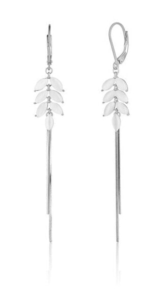 Long silver earrings with zircons SVLE1902XE9BI00