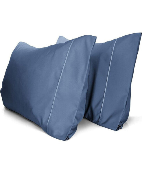 King 2PC Rayon From Bamboo Solid Performance Pillowcase Set - Luxclub