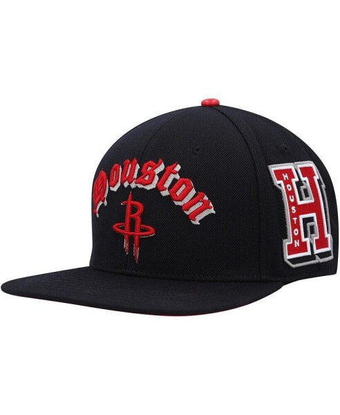 Men's Black Houston Rockets Old English Snapback Hat