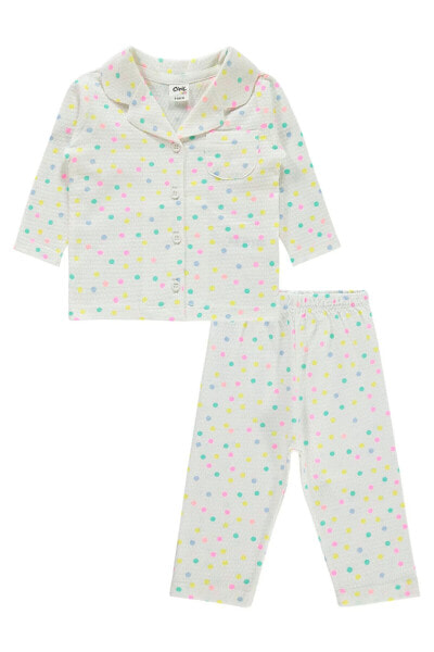Kız Bebek Pijama Takımı 6-18 Ay Ekru
