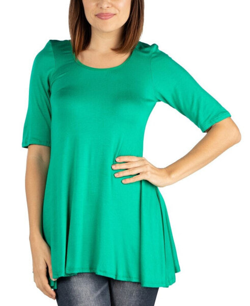 Women's Elbow Sleeve Swing Tunic Top