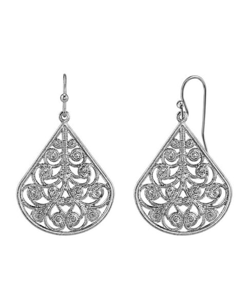 Gold Tone Filigree Pear-shaped Earrings