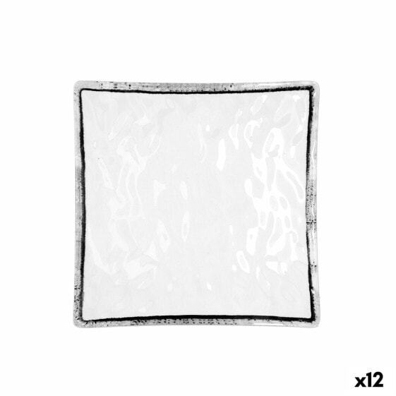 Плоская тарелка Quid Select Filo Белый Чёрный Пластик Квадратный 19 x 19 x 4,5 cm (12 штук)
