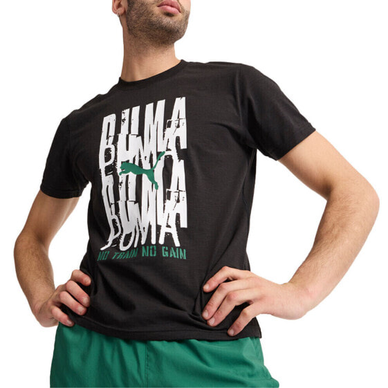 Puma Graphic Emblem Training Crew Neck Short Sleeve Athletic T-Shirt Mens Black