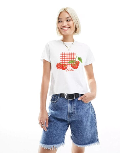 ASOS DESIGN baby tee with sicila tomato graphic in white