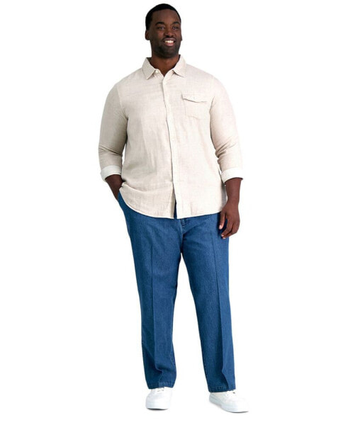 Men's Big & Tall Stretch Denim Classic-Fit Flat Front Pants