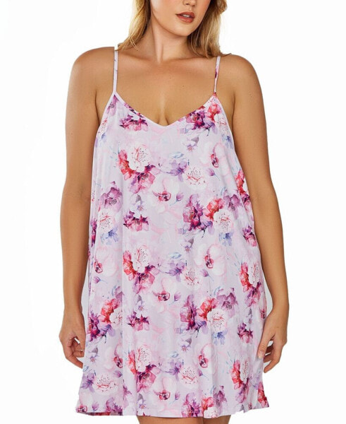Plus Size 1Pc. Soft Brushed Nightgown Printed in All Over Floral