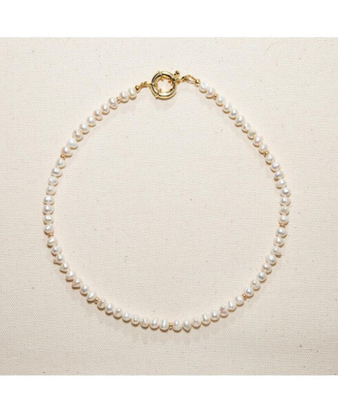 18K Gold Plated Freshwater Pearls with Rose Gold Beads- Mathilde Necklace 17" For Women