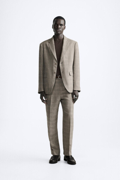 Viscose - linen check suit blazer