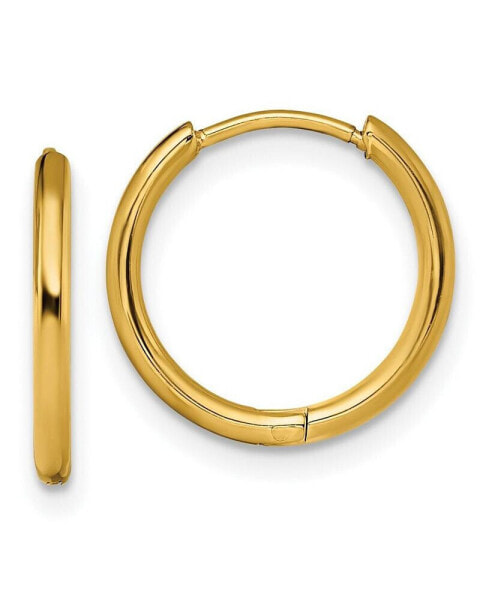 Stainless Steel Polished Yellow plated Hinged Hoop Earrings