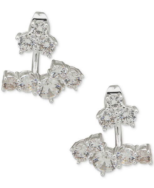 Silver-Tone Cubic Zirconia Jacket Earrings