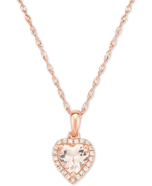 Macy's morganite (5/8 ct. t.w.) & Diamond Accent Heart Pendant Necklace in 14k Rose Gold