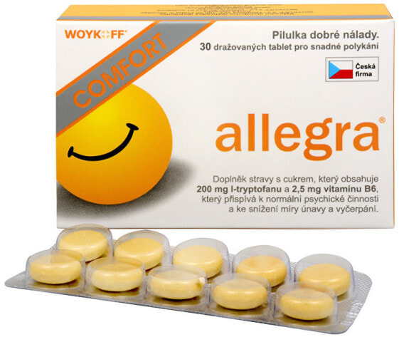 Woykoff Allegra Comfort Комплекс с L-триптофаном и витамином B6 для хорошего настроения и умственной активности 30 таблеток