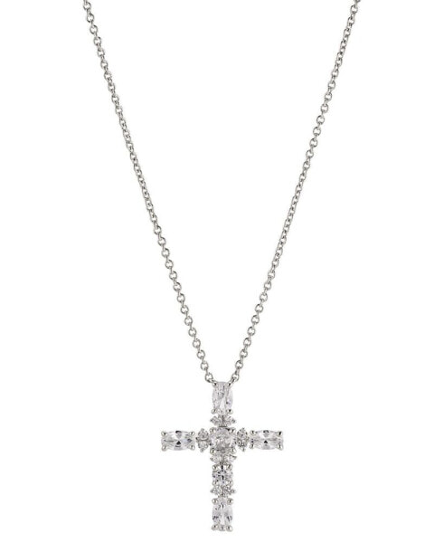 18k Gold-Plated Cubic Zirconia Cross Pendant Necklace, 16" + 2" extender, Created for Macy's