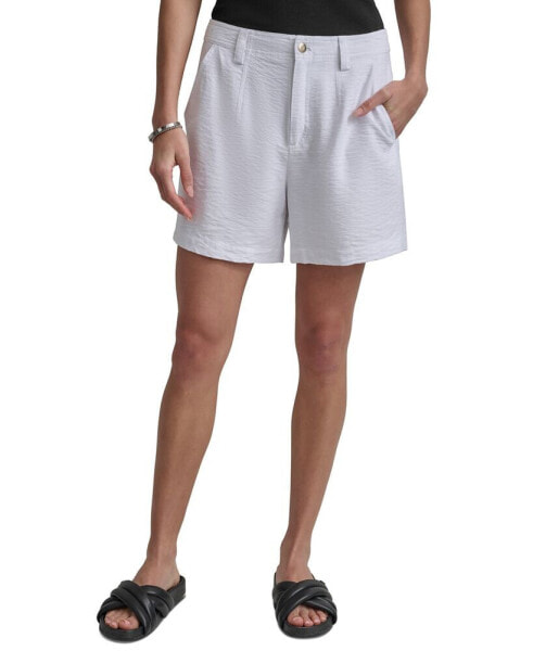 Women's Crinkled Darted-Waist Shorts