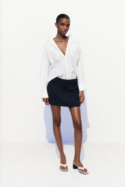 Oversize studded poplin shirt