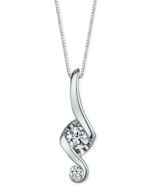 Macy's proud Mom Diamond Swirl Pendant (1/10 ct. t.w.) in 14k White Gold