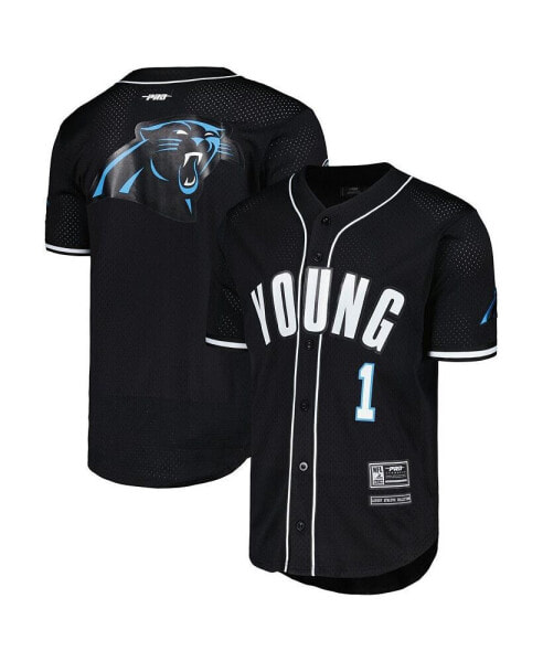 Men's Bryce Young Black Carolina Panthers Mesh Baseball Button-Up T-shirt