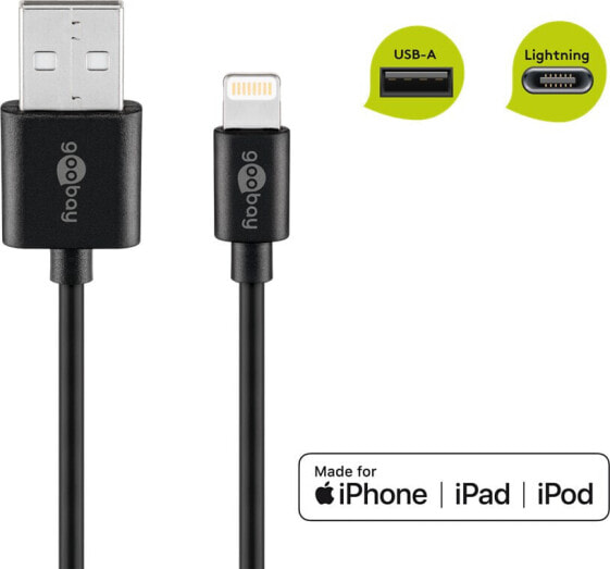 Wentronic Lightning USB Charging and Sync Cable - 0.5 m - 0.5 m - Lightning - USB A - Male - Male - Black