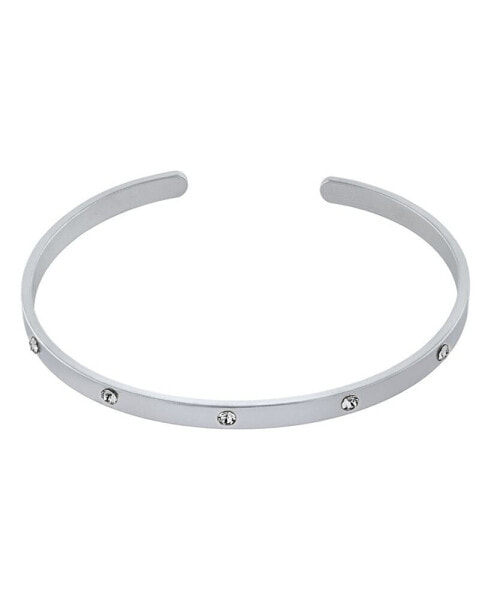 Crystal Hidden Message Cuff Bangle Bracelet In Silver Plated