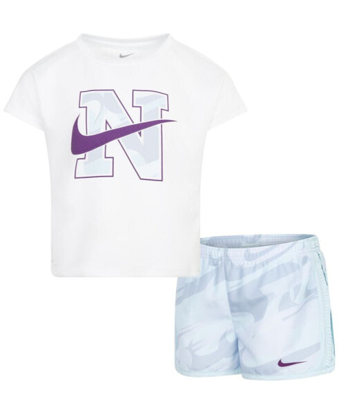 Little Girls 2-Pc. Prep In Your Step Tee & Tempo Shorts Set