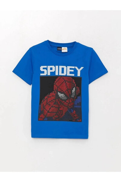 Lcw Kids Bisiklet Yaka Spiderman Baskılı Kısa Kollu Erkek Çocuk Tişört