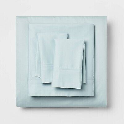 King 400 Thread Count Solid Performance Sheet Set Light Blue - Threshold