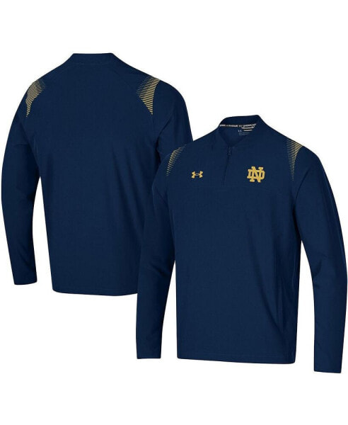 Men's Navy Notre Dame Fighting Irish 2021 Sideline Motivate Quarter-Zip Jacket