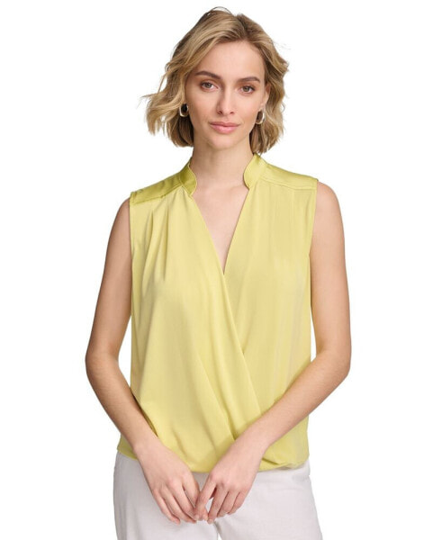 Women's Sleeveless Draped V-Neck Top