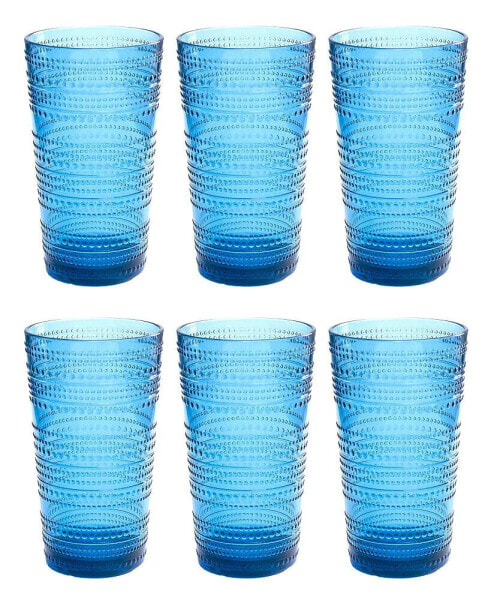 Beaded Jumbo Cobalt Glasses, Set of 6