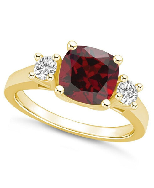 Garnet (2-3/4 ct. t.w.) and Diamond (1/3 ct. t.w.) Ring in 14K Yellow Gold