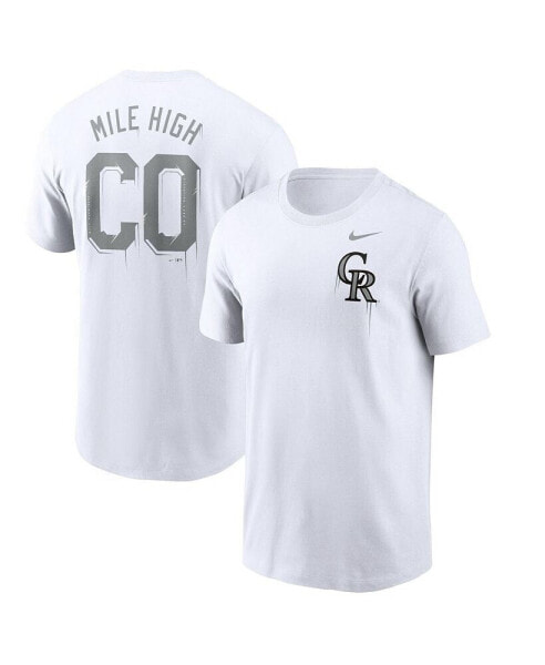 Men's White Colorado Rockies Mile High Hometown T-shirt