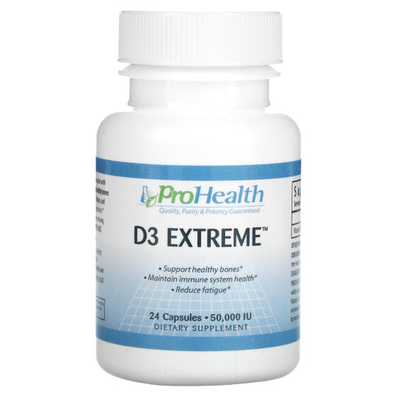 Витамин D Профессиональный долголетия D3 Extreme, 50 000 МЕ, 24 капсулы.