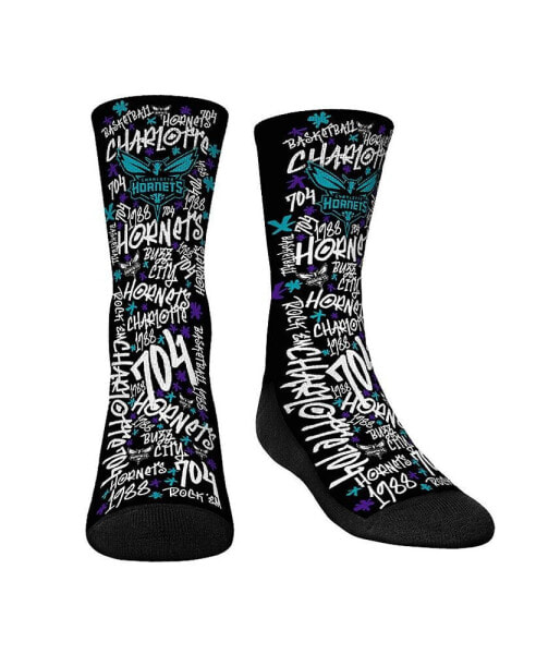 Big Boys and Girls Socks Charlotte Hornets Graffiti Crew Socks