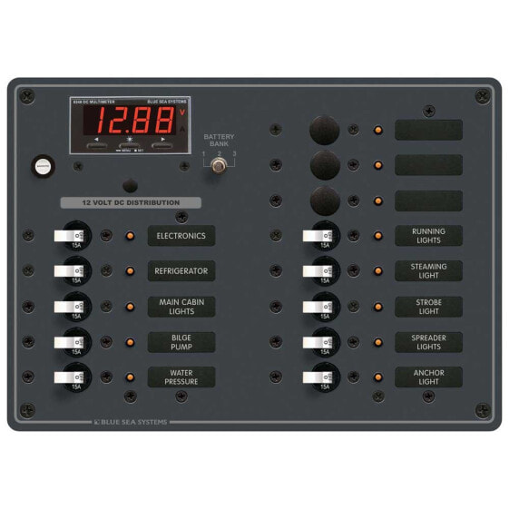 BLUE SEA SYSTEMS DC Panel 13 Position With Multimeter