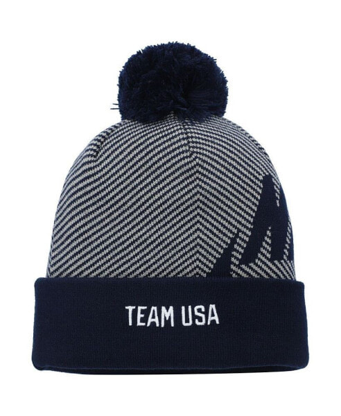 Men's Navy, Gray Team USA Futura Cuffed Knit Hat with Pom
