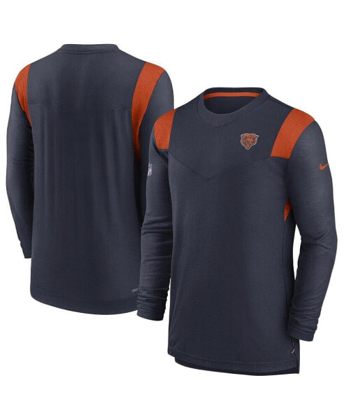 Men's Navy Chicago Bears Sideline Tonal Logo Performance Player Long Sleeve T-shirt