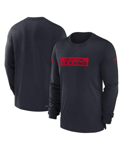 Men's Navy Houston Texans Sideline Player Performance Long Sleeve T-Shirt