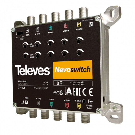 Televes 714508 - 5 inputs - 5 outputs - 950 - 2400 MHz - 47 - 862 MHz - 0 - 15 dB - IP20