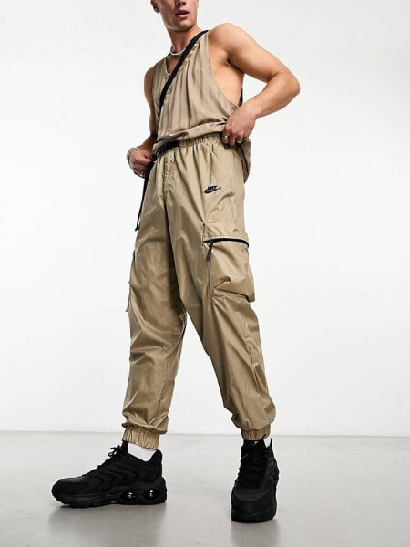 Nike Tech Woven lined cargo trousers in khaki