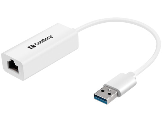 SANDBERG USB3.0 Gigabit Network Adapter - White - 1 pc(s) - 89 mm - 19 mm - 193 mm - 590 g